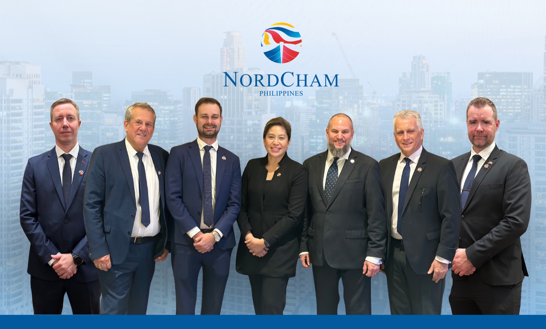 The NordCham Philippines Board of Directors 2026-2027, standing together