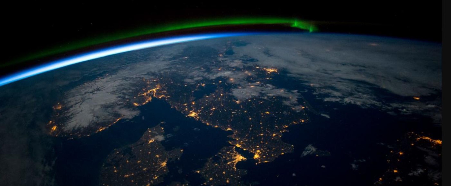 The Scandinavian peninsula at night, seen from orbit